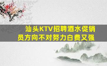 汕头KTV招聘酒水促销员方向不对努力白费又强
